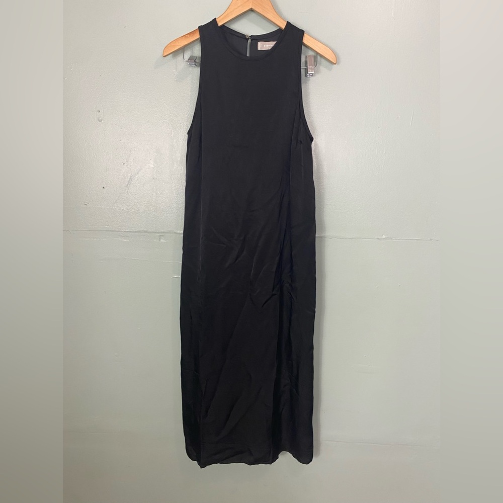 Everlane Black Midi Sleeveless Satin Dress‎ Size 4